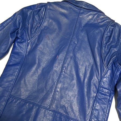 【USED】90's Blue Leather Compact Double Riders Jacket
