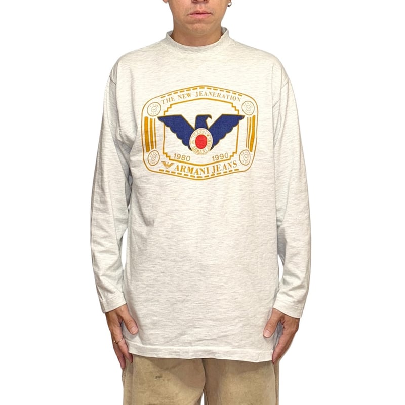 90s armani jeans スタンドカラー オフィサーシャツ マチ付き 90s armani jeans スタンドカラー オフィサーシャツ マチ付き