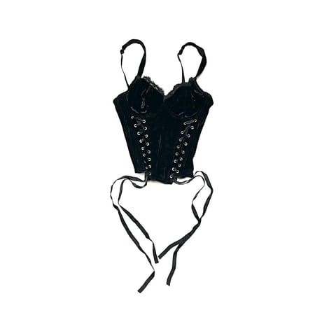 【USED】00's ENSORED VELVET CORSET BUSTIER
