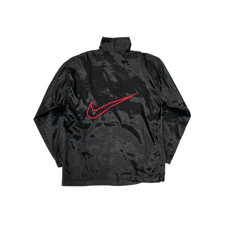 【USED】90'S NIKE CENTER LOGO HALF-ZIP NYLON JACKET BLACK