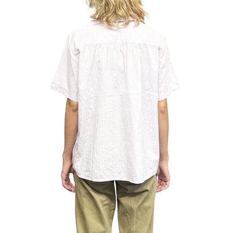【USED】80'S DENIS MATERNE PETER PAN COLLAR S/S STRIPE SHIRT