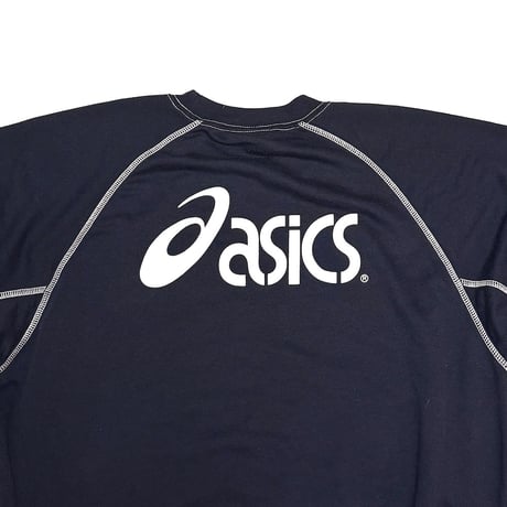 【USED】90's-00's asics Contrast Stitch Euro Team Sweatshirt Navy
