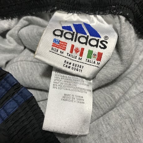 【USED】90'S ADIDAS SIDE SEAM SLITS WITH SNAP BUTTON NYLON PANTS