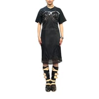 【USED】60's Perlon LINGERIE SLIP DRESS BLACK JAGGED EDGE LACE