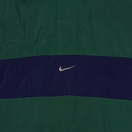 【USED】90's NIKE CENTER LOGO PULLOVER NYLON JACKET GREEN×NAVY