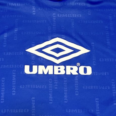 【USED】90'S OLD UMBRO MOCK NECK FOOTBALL T-SHIRT BLUE