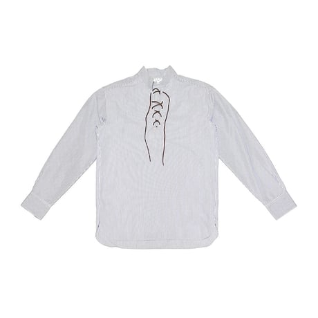 【USED】90's-00's PAUL & JOE LACE-UP PULLOVER STRIPE SHIRT