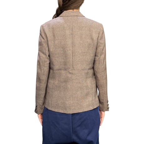 【USED】90's Personal Petites Tailored Jacket Mixed Grey Brown with Sharp Lapel