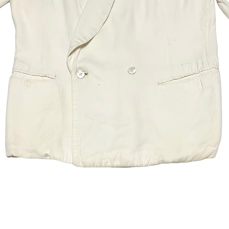 【USED】30's BRITISH VINTAGE SHAWL COLLAR SILK DOUBLE BREASTED DINNER JACKET WHITE