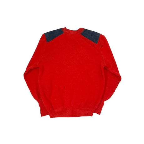 【USED】80'S-90'S BURBERRYS RED WOOL SWEATER ELBOW PATCHES