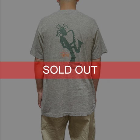 【USED】90'S STUSSY SAX SHADOW MAN T-SHIRT