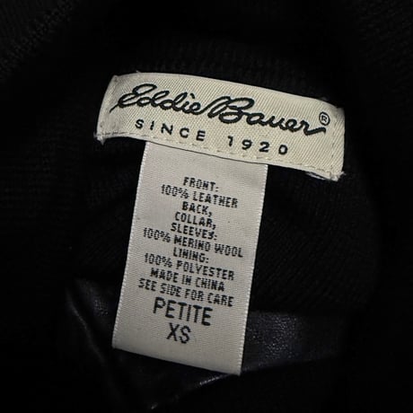 【USED】00's Eddie Bauer Leather × Merino Wool Hybrid Zip Jacket Black