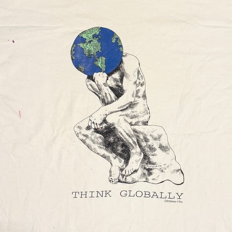 【USED】90's Human-i-Tees THINK GLOBALLY T-SHIRT
