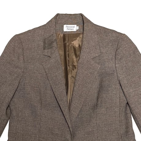 【USED】90's Personal Petites Tailored Jacket Mixed Grey Brown with Sharp Lapel