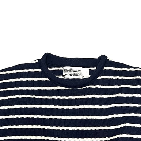 【USED】90's Whaler knits BORDER ROLLNECK COTTON KNIT SWEATER