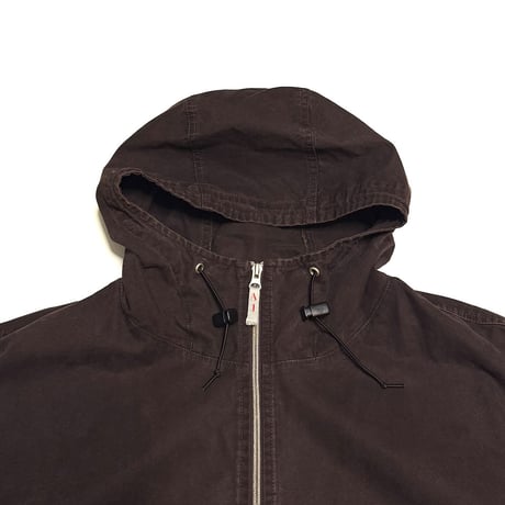 【USED】90's ARMANI JEANS Oversized Cotton Hooded Jacket Dark Brown