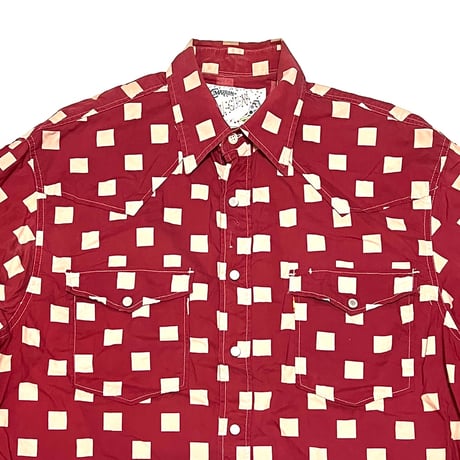 【USED】80's CIMARRON MALAGUENA SQUARE PATTERN WESTERN SHIRT