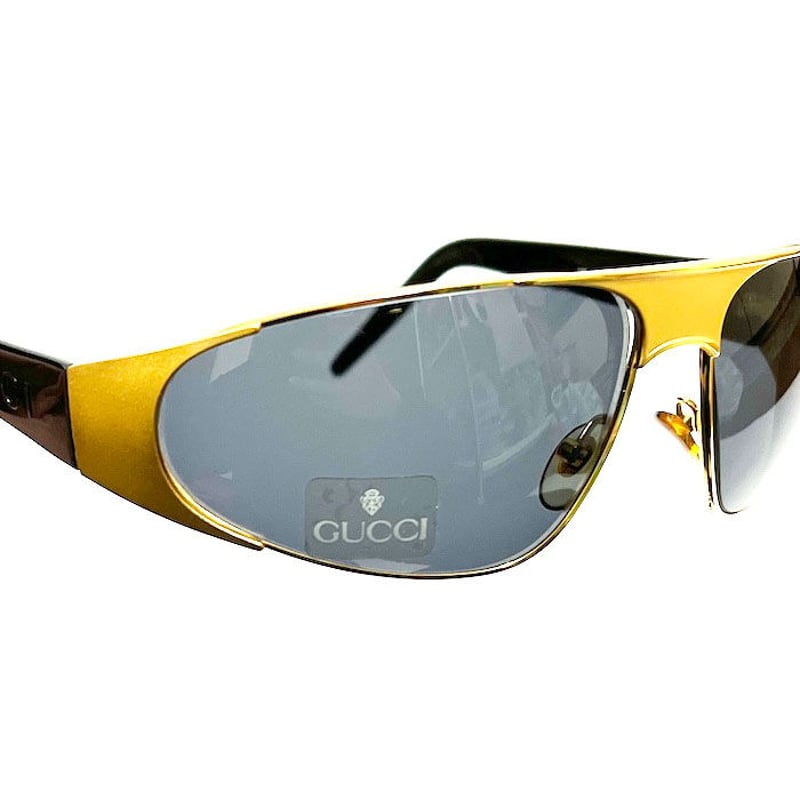 DEAD STOCK】VINTAGE GUCCI SUNGLASSES BLACK × GO