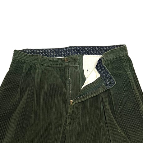 【USED】90's OLD GAP Wide-Wale Corduroy Pants Green with Double Hem
