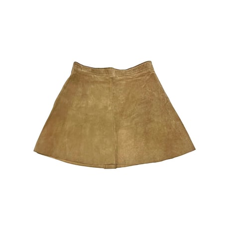 【USED】80's-90's SUEDE LEATHER BUTTON MINI SKIRT