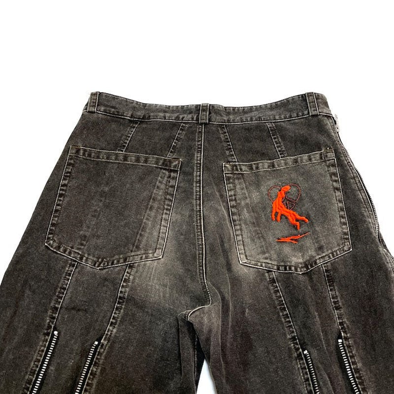 USED】00'S GRIFFIN BONDAGE BLACK DENIM PANTS |