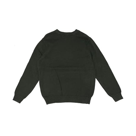 【USED】00'S ST. JOHN'S BAY LINE COTTON KNIT SWEATER KHAKI