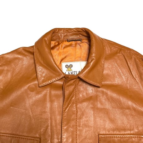 【USED】70's LAKELAND White Label Caramel Leather Field Jacket