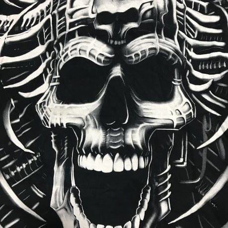 【USED】90'S  FULL PRINT SKULL T-SHIRT