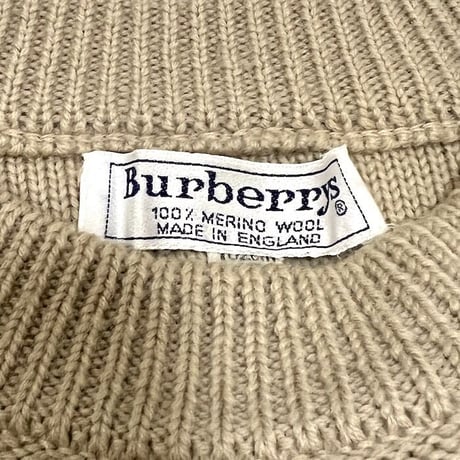 【USED】90'S BURBERRYS MERINO WOOL KNIT SWEATER BEIGE