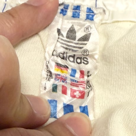 【USED】80's adidas RUNNING SHORTS PINSTRIPE WHITE MADE IN WEST GERMANY