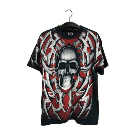 【USED】90'S  LIQUID BLUE SKULL T-SHIRT