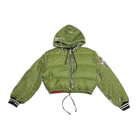【USED】90's Junior Gaultier Cropped Hooded Puffer Jacket Olive Green