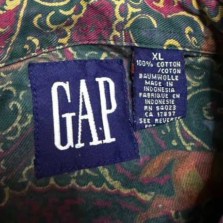 【USED】90's OLD GAP Horse & Paisley Pattern B.D Shirt
