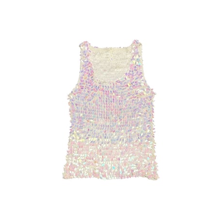【USED】Vintage Prism Iridescent Sequin Knit Tank