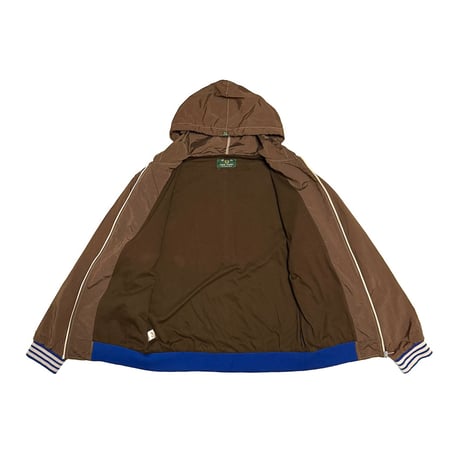 【USED】00's FRED PERRY High-Density Cotton Shell Zip Hoodie Brown