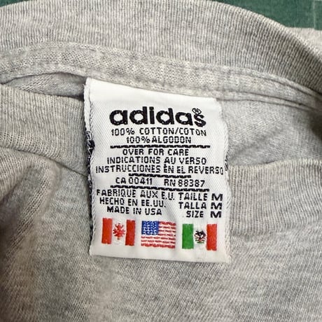 【USED】90's adidas Trefoil Double Print L/S T-shirt Made in USA