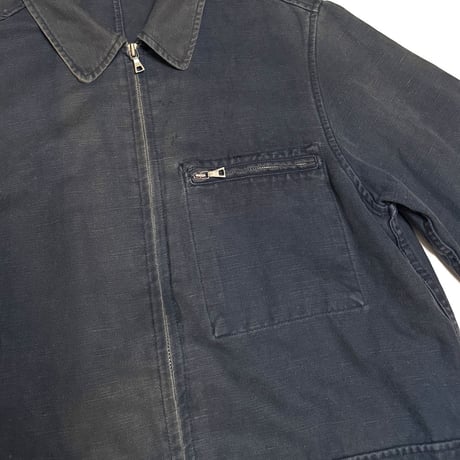 【USED】90's DKNY Linen Blend Faded Zip Coverall Jacket