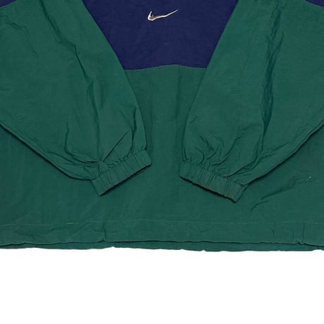 【USED】90's NIKE CENTER LOGO PULLOVER NYLON JACKET GREEN×NAVY