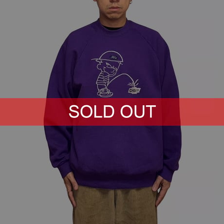 【USED】90's Calvin Peeing "Ford vs Chevy" Embroidered Sweatshirt