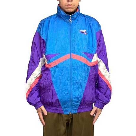 【USED】80's diadora OLD NYLON TRACK JACKET BLUE × PURPLE