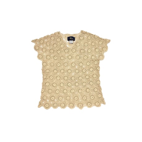 【USED】80's LeRoy KNIT WEAR CROCHET FRENCH SLEEVE TOP