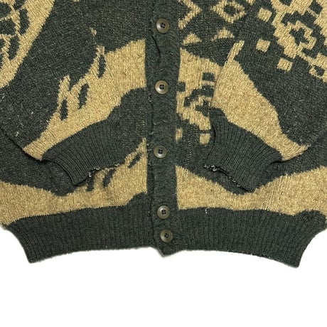 【USED】90's GIVENCHY GENTLEMAN Mohair Wool Pattern Cardigan