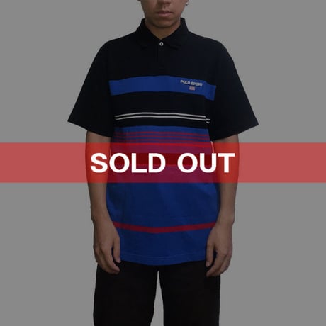 【USED】00'S  POLO SPORT MULTI BORDER POLO-SHIRT