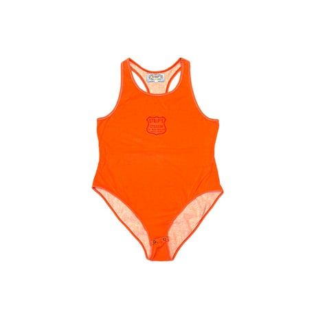 【USED】90's STRIP Tank Bodysuit Bright Orange