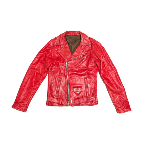 【USED】90's Red Leather Compact Double Riders Jacket