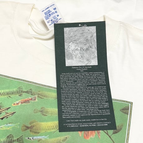 【DEAD STOCK】90's Doug Auld "Famous For .15 Of A Second" Art T-shirt