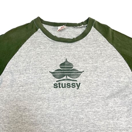【USED】90'S OLD STUSSY CLOVER LOGO RAGLAN SLEEVE L/S T-SHIRT