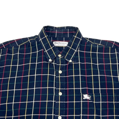【USED】90'S BURBERRYS NAVY CHECK B.D SHIRT MADE IN ENGLAND