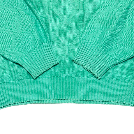 【USED】80's ellesse KNIT SWEATER EMERALD GREEN MADE IN ITALY