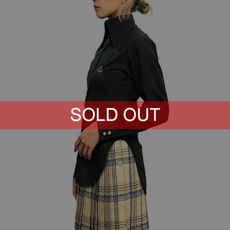 【USED】90's Vivienne Wsetwood POINTED COLLAR BLOUSE BLACK
